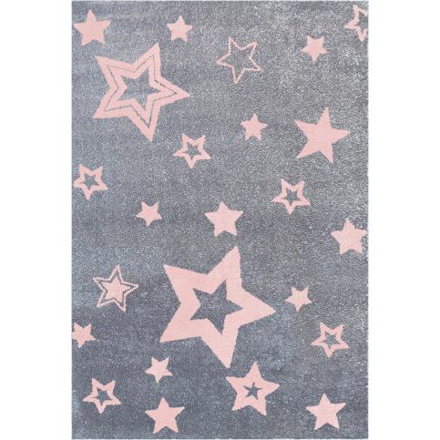 LIVONE Dětský koberec STARLIGHT stříbrná-šedá/růžová Varianta: 130x190 cm - M DUM.cz