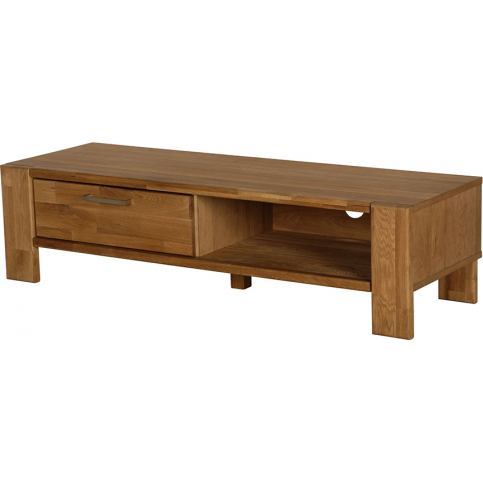 Danish Style TV stolek se zásuvkou, šířka 121 cm, masivní dubové dřevo a dýha, minimalistický - M DUM.cz