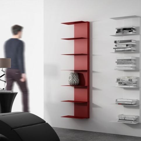 Mørtens Furniture Nástěnný regál, knihovna, výška 150 cm, bílá, kov, vzdušný moderní - M DUM.cz