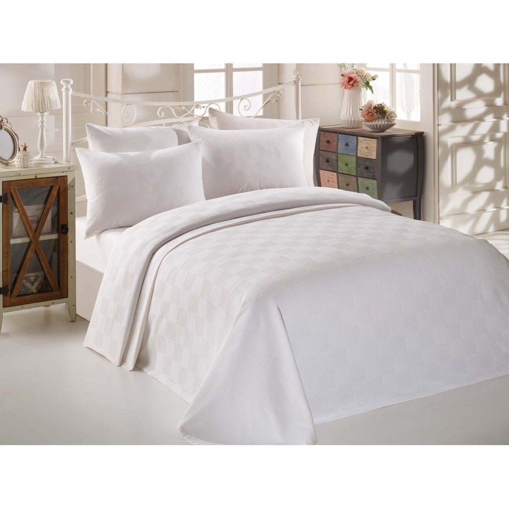Bílý bavlněný přehoz přes postel na dvoulůžko Single Pique Puro, 200 x 234 cm - Bonami.cz