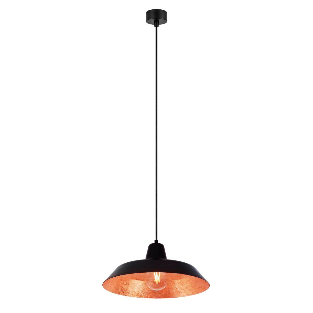 Černé závěsné svítidlo s vnitřkem v měděné barvě Bulb Attack Cinco, ⌀ 35 cm - Bonami.cz