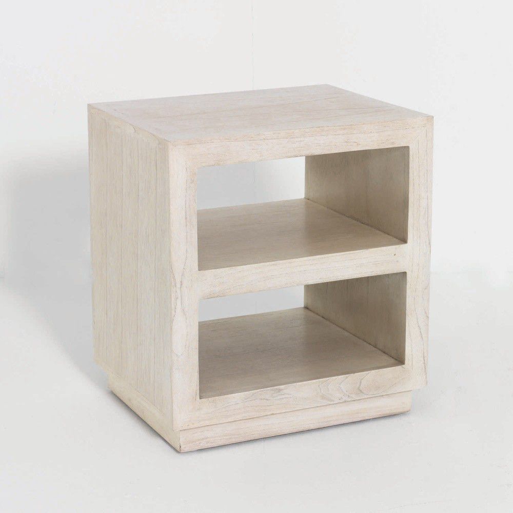 Bílý dřevěný noční stolek Thai Natura Boxy, 50 x 55 cm - Bonami.cz