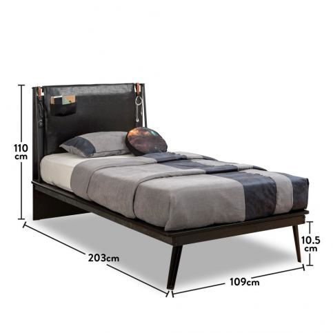 Jednolůžková postel Manly Dark Metal Line Bed, 110 x 203 cm - Bonami.cz