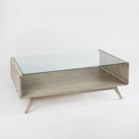 Šedý konferenční stolek ze dřeva a skla Thai Natura Baptism, 120 x 70 cm - Bonami.cz
