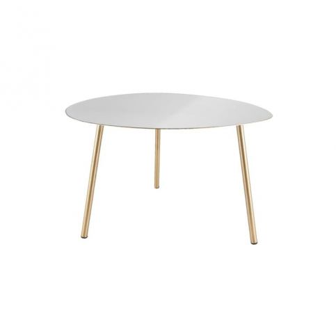 Bílý příruční stolek s pozlacenými nohami Leitmotiv Ovoid, 56 x 50 x 37 cm - Bonami.cz