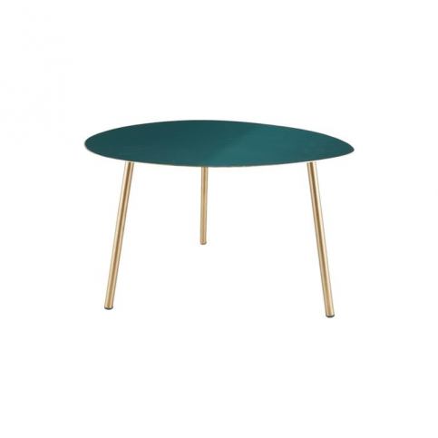 Zelený příruční stolek s pozlacenými nohami Leitmotiv Ovoid, 56 x 50 x 37 cm - Bonami.cz