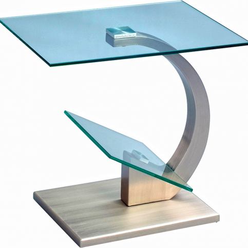 Artenat Ikonický odkládací stolek, šířka 48 cm, bezpečnostní sklo, kovová podnož, - M DUM.cz