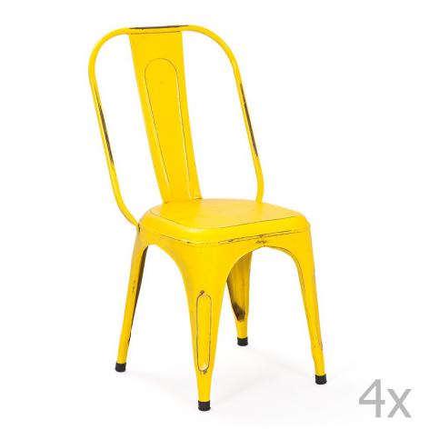 Sada 4 žlutých kovových jídelních židlí Interlink Aix - Bonami.cz