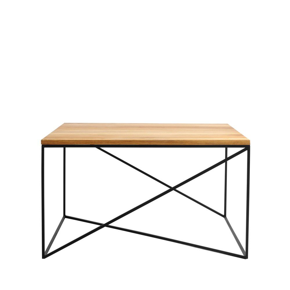 Nordic Design Přírodní masivní konferenční stolek Mountain s černou podnoží 100x100 cm - Designovynabytek.cz