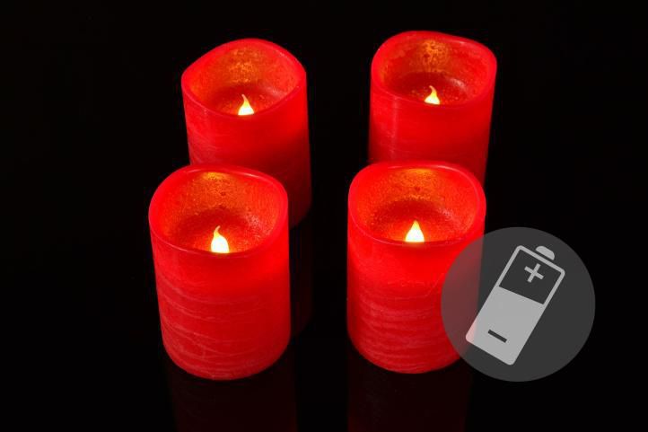 Nexos Dekorativní LED sada - 4 adventní svíčky - červená - Kokiskashop.cz
