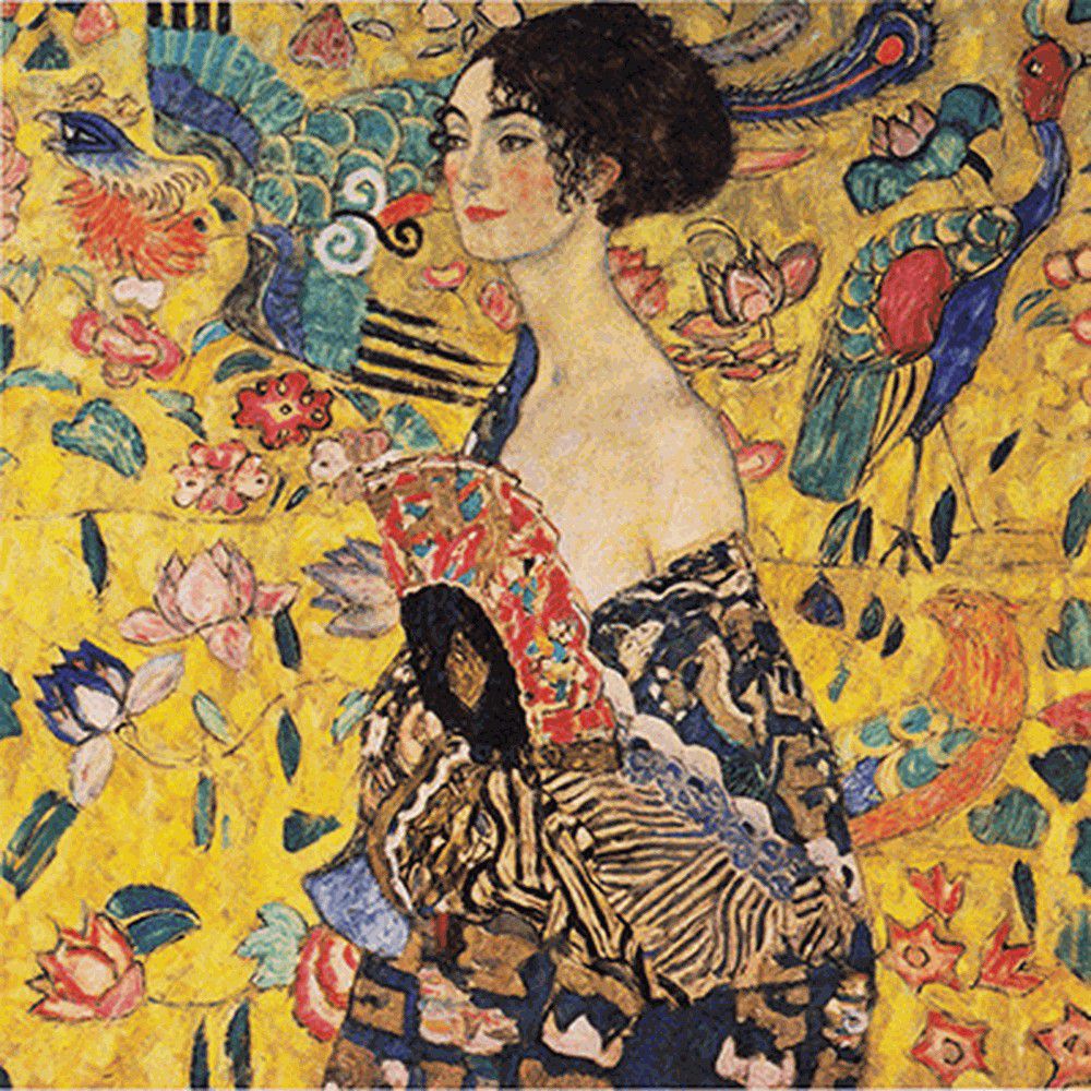 Reprodukce obrazu Gustav Klimt Lady With Fan, 70 x 70 cm - Bonami.cz