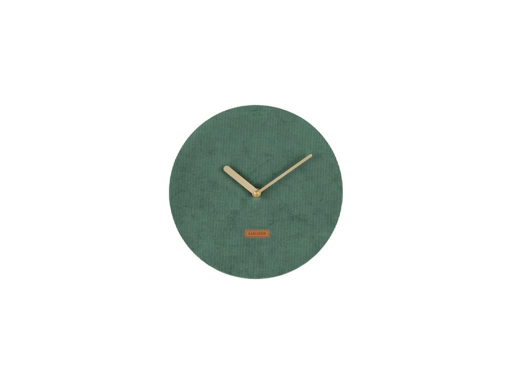 Tmavě zelené nástěnné hodiny s manšestrem Karlsson Corduroy, ⌀ 25 cm - Bonami.cz