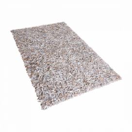 Kožený koberec 140 x 200 cm hnědá/šedá MUT