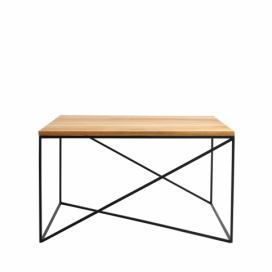 Nordic Design Přírodní masivní konferenční stolek Mountain s černou podnoží 100x100 cm