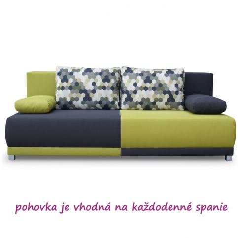 Pohovka rozkládací, s úložným prostorem, šedá / zelená / vzor polštáře, SPIKER - Beliani.cz
