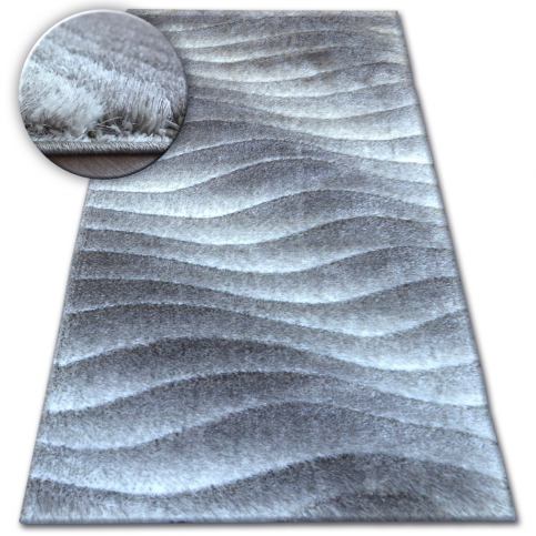  Kusový koberec Shaggy SPACE Waves 3D šedý 80x150 - Beliani.cz