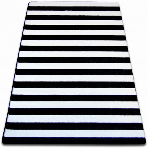  Kusový koberec SKETCH Stripes bílo-černý 140x190 - Beliani.cz