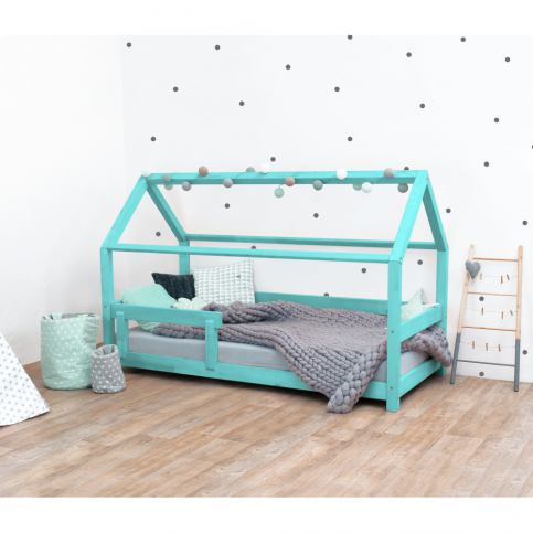 Tyrkysově modrá dětská postel ze smrkového dřeva s bočnicemi Benlemi Tery, 80 x 160 cm - Bonami.cz