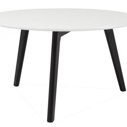 Konferenční stolek Wood Ø 80 cm, bílá/černá | -30 % KSW80010 Design Project - Designovynabytek.cz