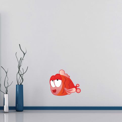 Barevná samolepka na zeď - Červená rybka (120x98 cm) - PopyDesign - Beliani.cz