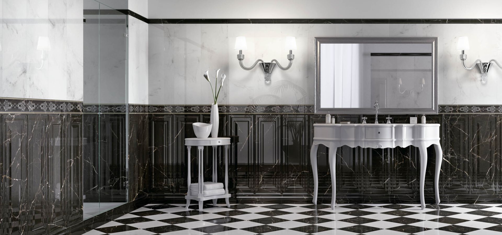 Detail luxusní koupelny Crystal Marble od Valentina - M.B.Keramika spol. s r. o.