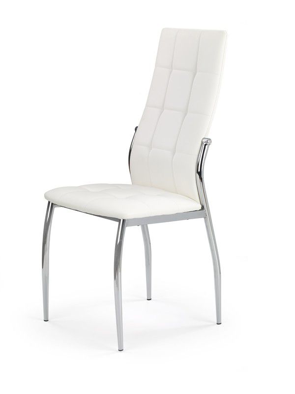 Halmar Halmar Bílá jídelní židle K209 z eko kůže s podnožím z chromované oceli - maxi-postele.cz