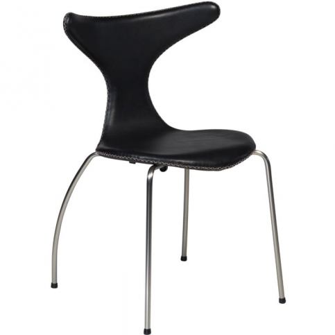 Židle DanForm Dolphin, černá, pravá kůže, podnož matný chrom DF100510015 DAN FORM - Beliani.cz