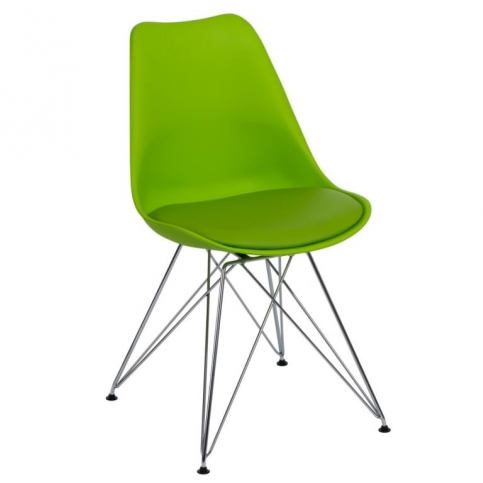 Židle DSR s čalouněným sedákem, zelená | -20 % S64383 CULTY + - Designovynabytek.cz