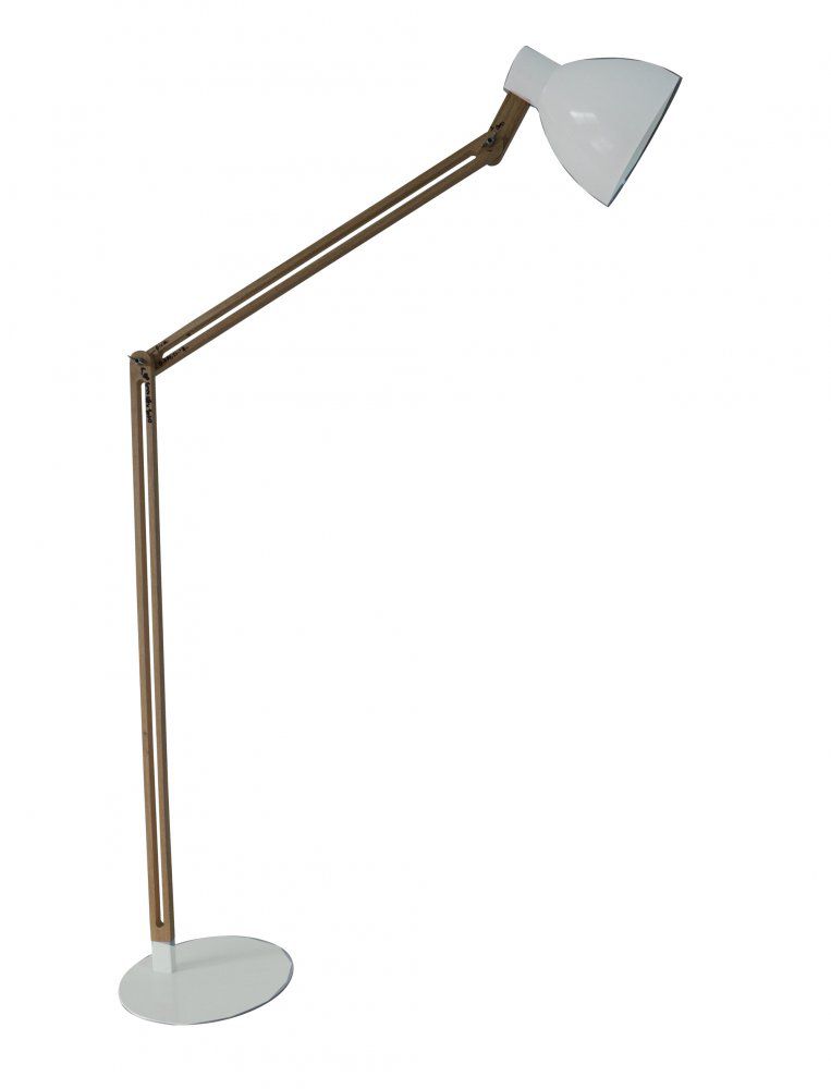 Stojací lampa CINDA  Typ 19 bílá / přírodní dřevo Tempo Kondela - DEKORHOME.CZ