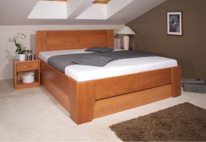 Masivní postel s úložným prostorem Olympia 3 - 80/90/100x200cm - 80 x 200cm - Nábytek Harmonia s.r.o.