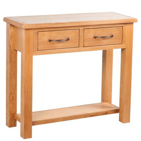 Konzolový stolek se 2 zásuvkami 83 x 30 x 73 cm masivní dubové dřevo - Favi.cz