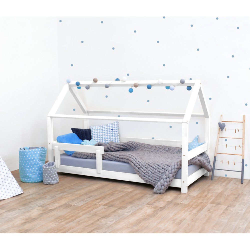Bílá dětská postel s bočnicí ze smrkového dřeva Benlemi Tery, 90 x 200 cm - Bonami.cz