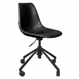 Černá koženková konferenční židle DUTCHBONE Franky