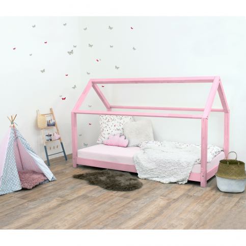 Růžová dětská postel bez bočnic ze smrkového dřeva Benlemi Tery, 90 x 200 cm - Bonami.cz