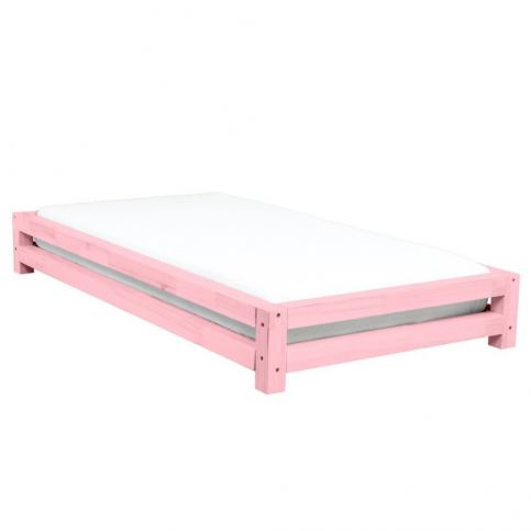 Růžová dětská postel ze smrkového dřeva Benlemi JAPA, 90 x 160 cm - Bonami.cz
