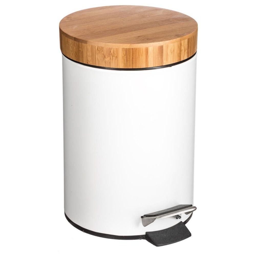 5five Simply Smart Koupelnový koš, odpadkový koš, koš s bambusovým krytem - barva bílá, 3 l - EDAXO.CZ s.r.o.