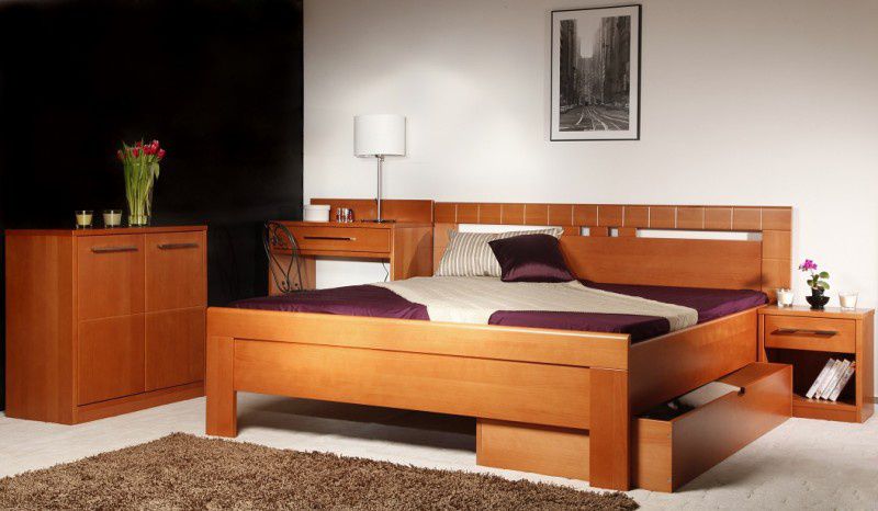 Masivní postel s úložným prostorem Arleta 1 - 80 x 200cm - Nábytek Harmonia s.r.o.