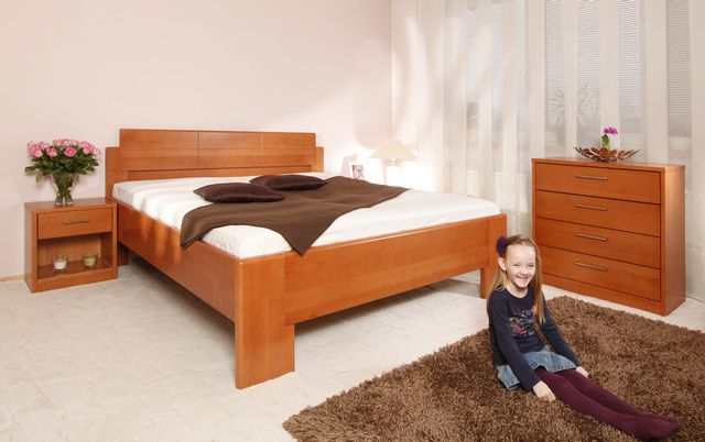 Masivní postel s úložným prostorem Deluxe 1 - 120/140x200cm - 120 x 200cm - Nábytek Harmonia s.r.o.