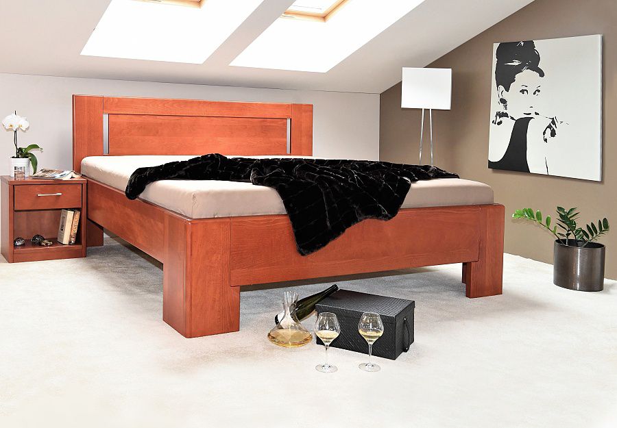 Masivní postel s úložným prostorem Hollywood 1-120/140x200cm - 120 x 200cm - Nábytek Harmonia s.r.o.