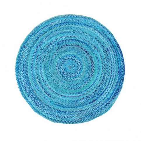 Modrý bavlněný kruhový koberec Eco Rugs, Ø 120 cm - Bonami.cz
