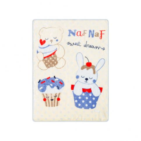 Dětská deka s modrými detaily Naf Naf Sweet Dreams, 80 x 110 cm - Bonami.cz