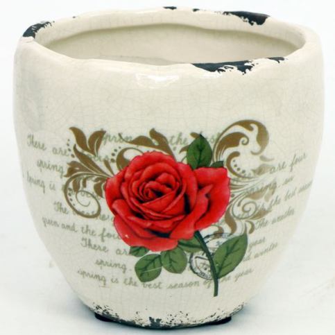 Autronic Keramický obal na květiny - s motivem růže OBE723934 - ATAN Nábytek