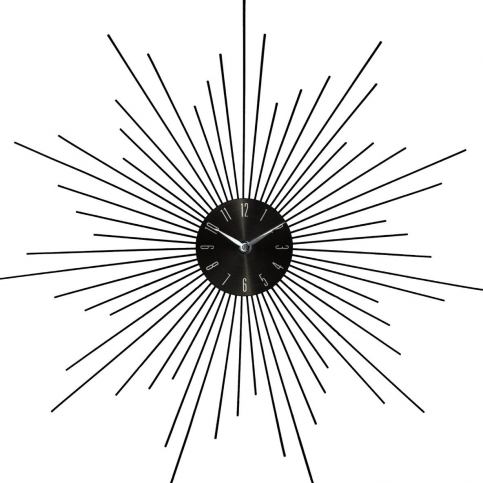 Emako Kulaté hodiny, nástěnné hodiny, stříbrné hodiny SUN, barva černá - Ø 50 cm - EMAKO.CZ s.r.o.