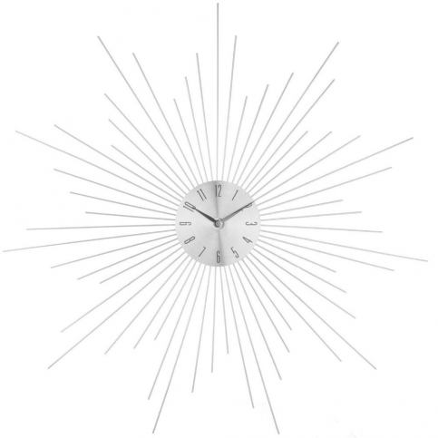 Emako Kulaté hodiny, nástěnné hodiny, stříbrné hodiny SUN, barva stříbrná - Ø 50 cm - EMAKO.CZ s.r.o.
