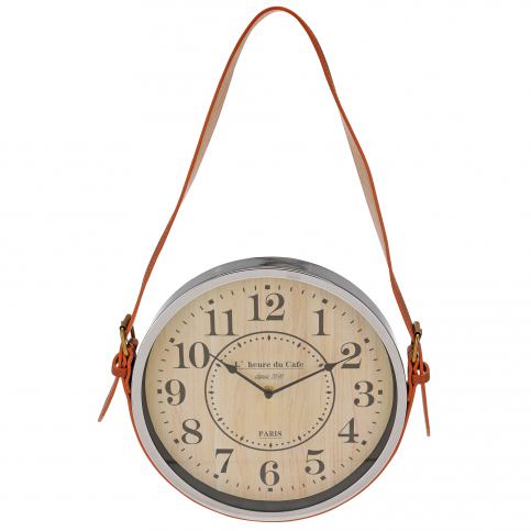 Emako Nástěnné hodiny, klasické s koženým páskem  - Ø 30 cm - EMAKO.CZ s.r.o.