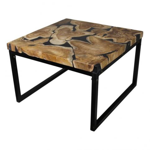 Konferenční stolek z kovu a teakového dřeva HSM collection Salon, 60 x 37 cm - Bonami.cz