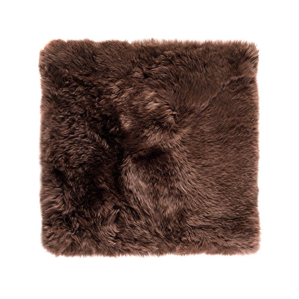 Tmavě hnědý koberec z ovčí kožešiny Royal Dream Zealand Square, 70 x 70 cm - Bonami.cz