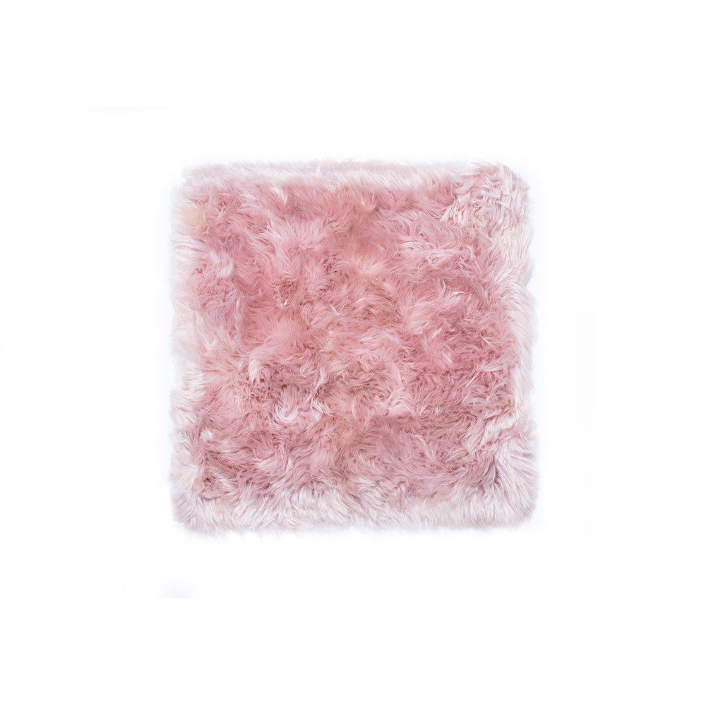 Růžový koberec z ovčí kožešiny Royal Dream Zealand Square, 70 x 70 cm - Bonami.cz
