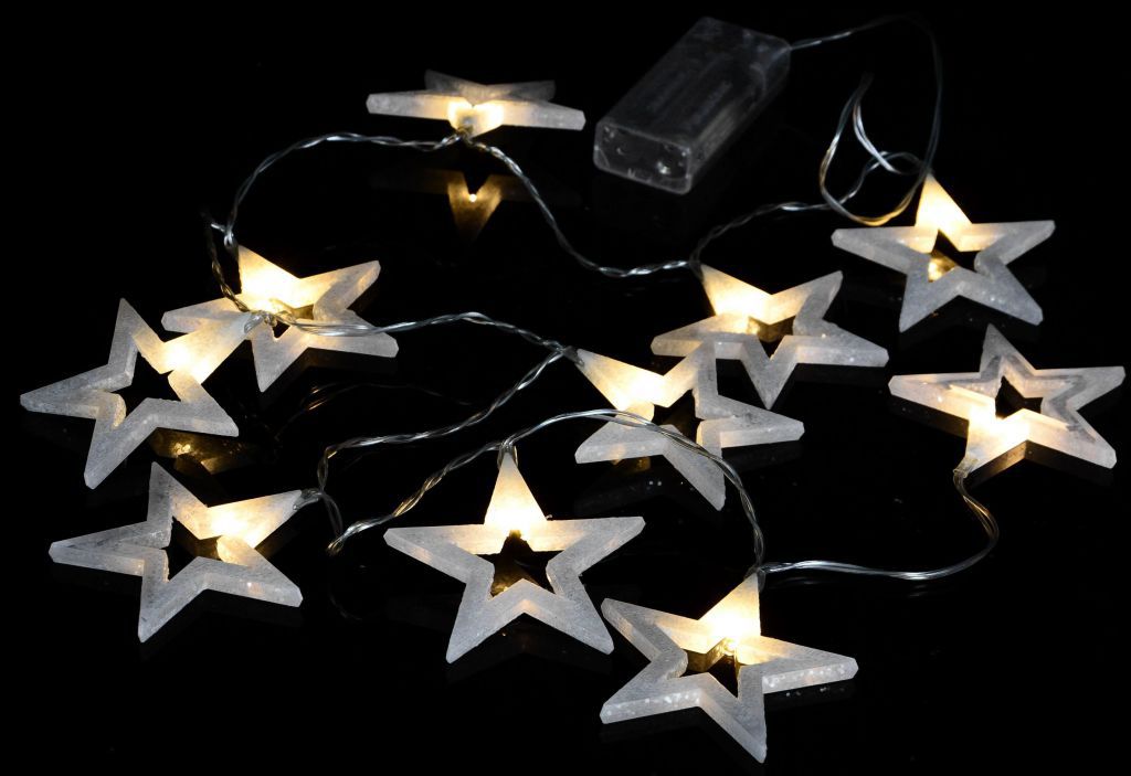 Nexos Vánoční dekorativní osvětlení - třpytivé hvězdy - 10 LED teple bílé - Kokiskashop.cz