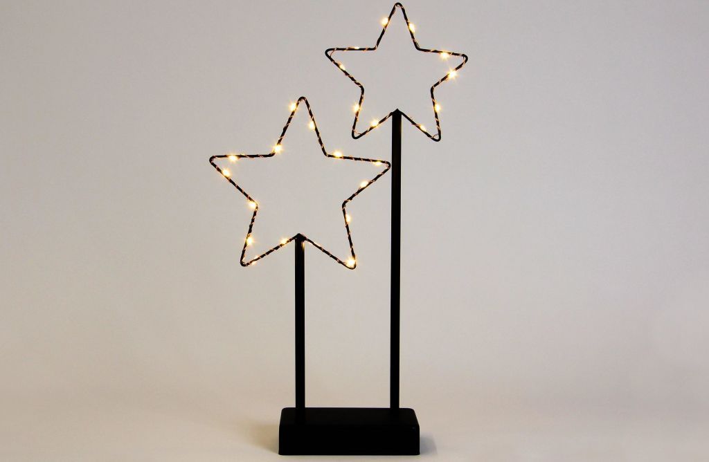 Nexos Vánoční LED dekorace - kovové hvězdy- 25 LED černá - Kokiskashop.cz